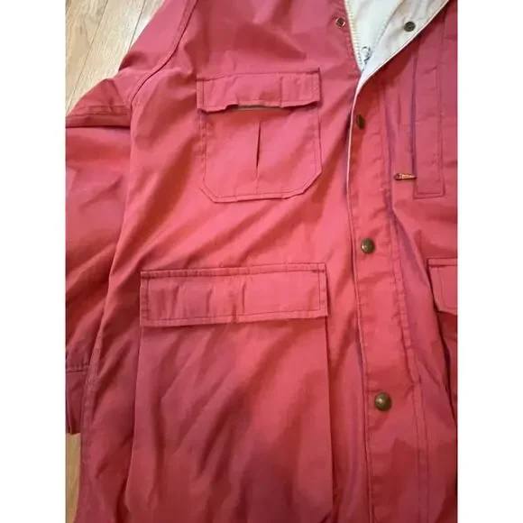 Vintage Woolrich Hooded Anorak: Red Lined Parka, Women's 1980's 1990's, pockets